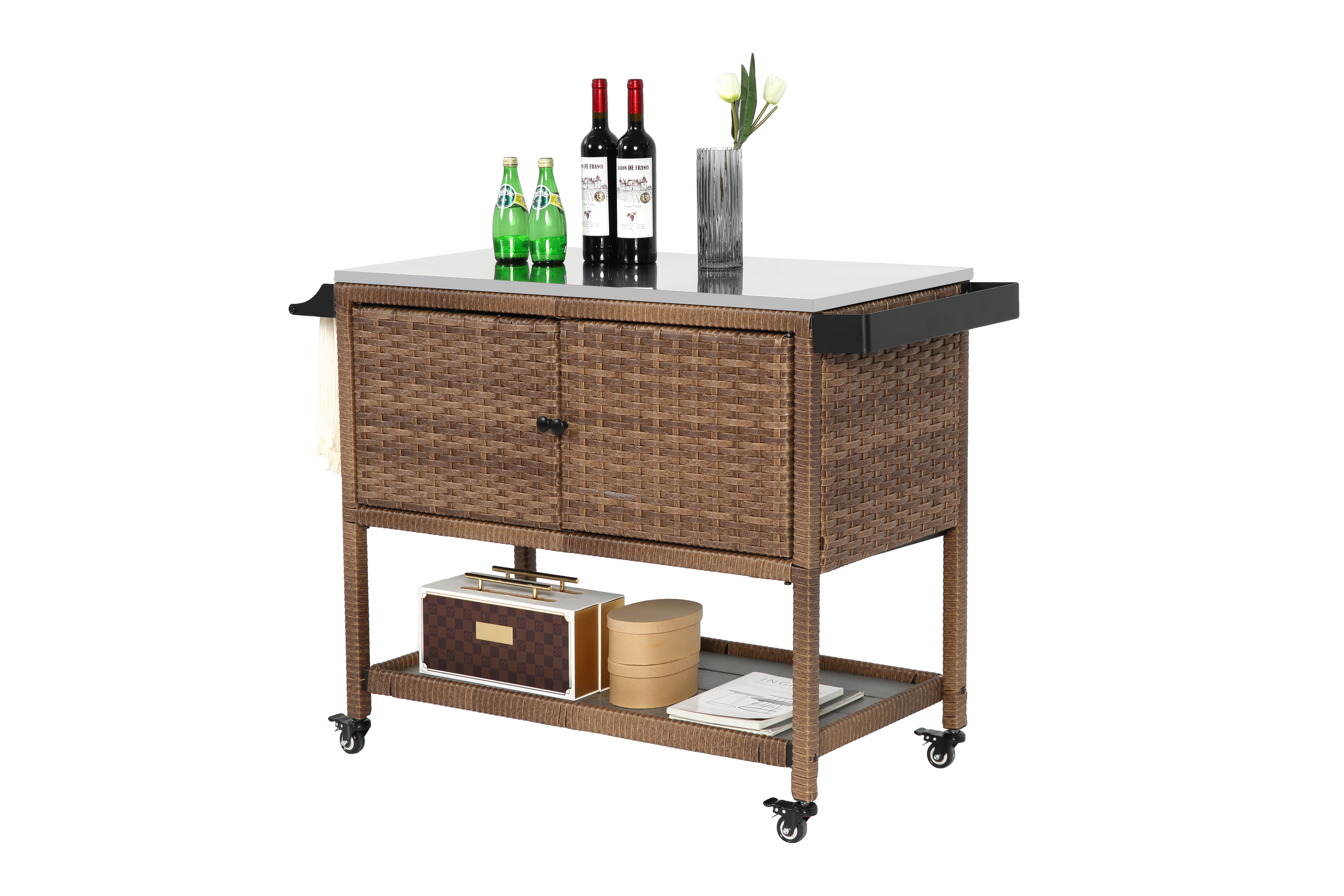 Outdoor Wicker Bar Cart