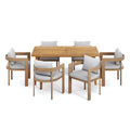Elko Janiyah Outdoor Patio 7PCS Dining Set with Teak Finished Aluminum Chairs and Acacia Wood Table