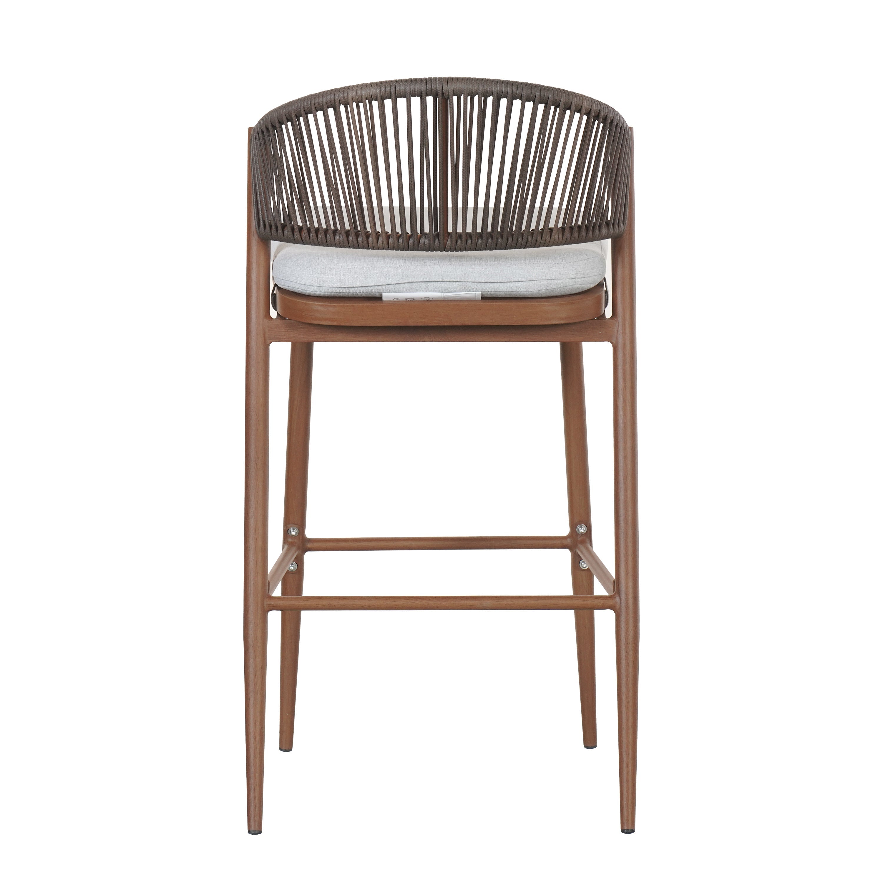 Outdoor Bar Height Aluminum Frame Counter Stools with Teak Finish