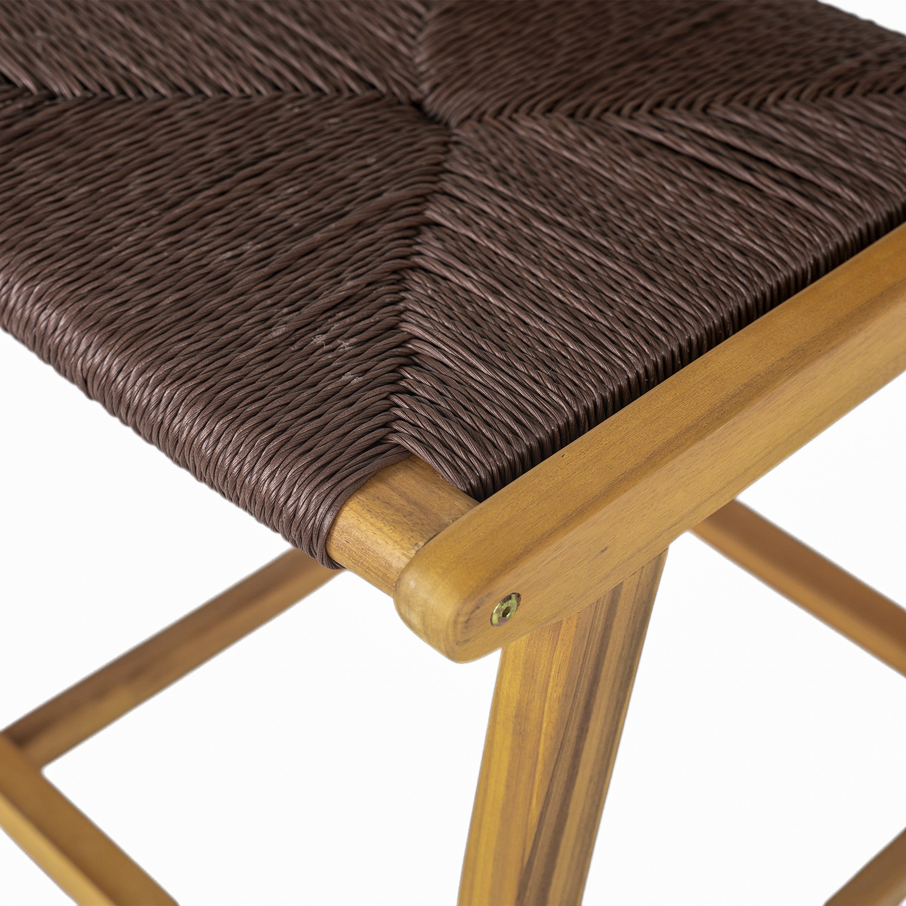 Acacia Wood Outdoor Armless Barstool - Teak Set of 2