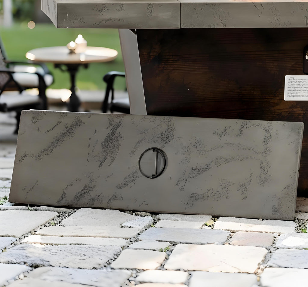 42 Inch Gas Fire Pit Table with Cement Texture Finish