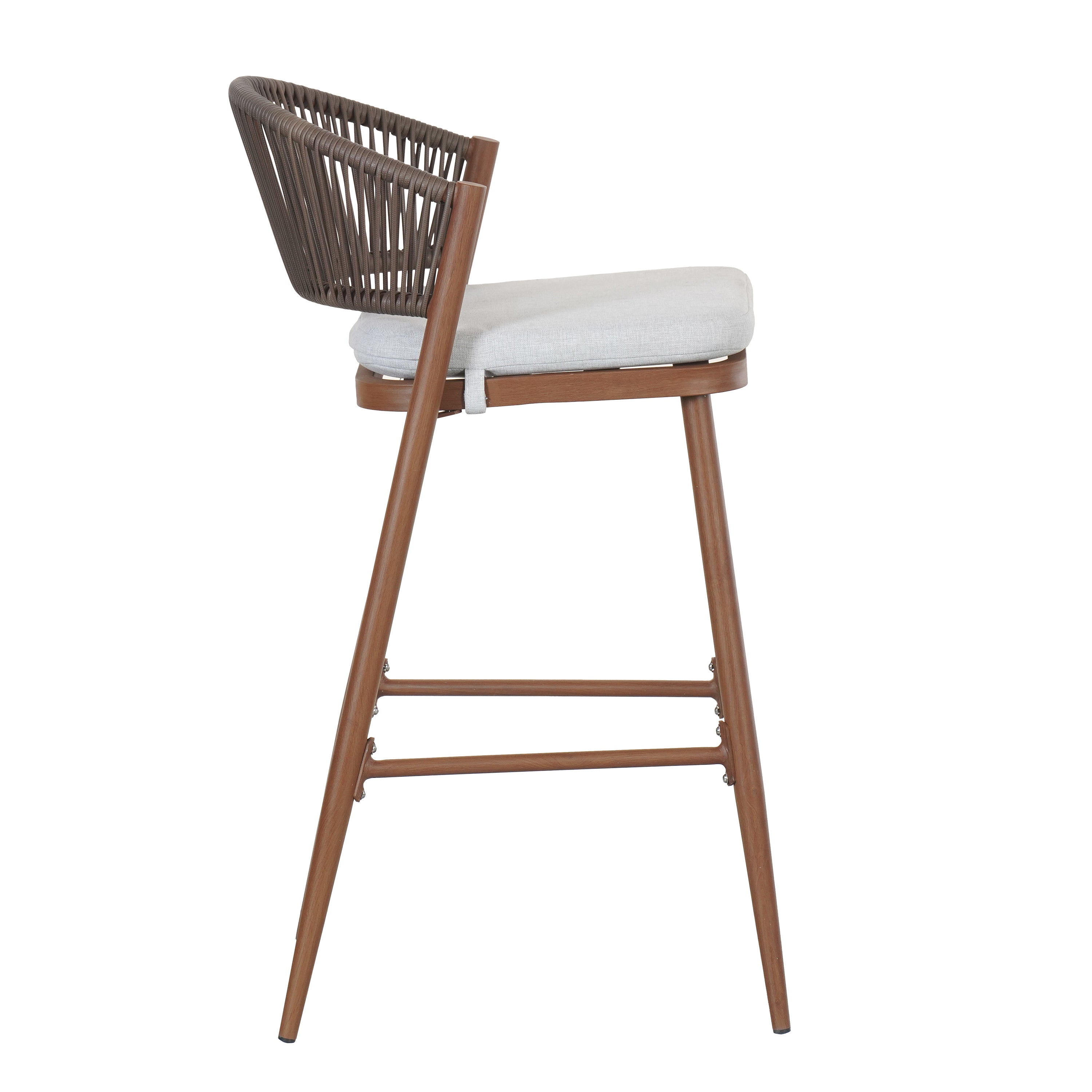 Outdoor Bar Height Aluminum Frame Counter Stools with Teak Finish