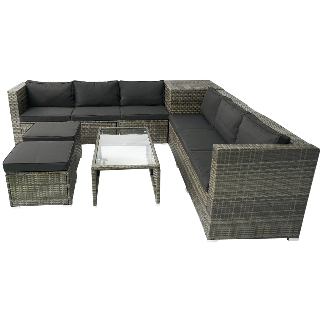 8 Piece Patio Sectional Wicker Rattan Outdoor Sofa Set with Storage Box