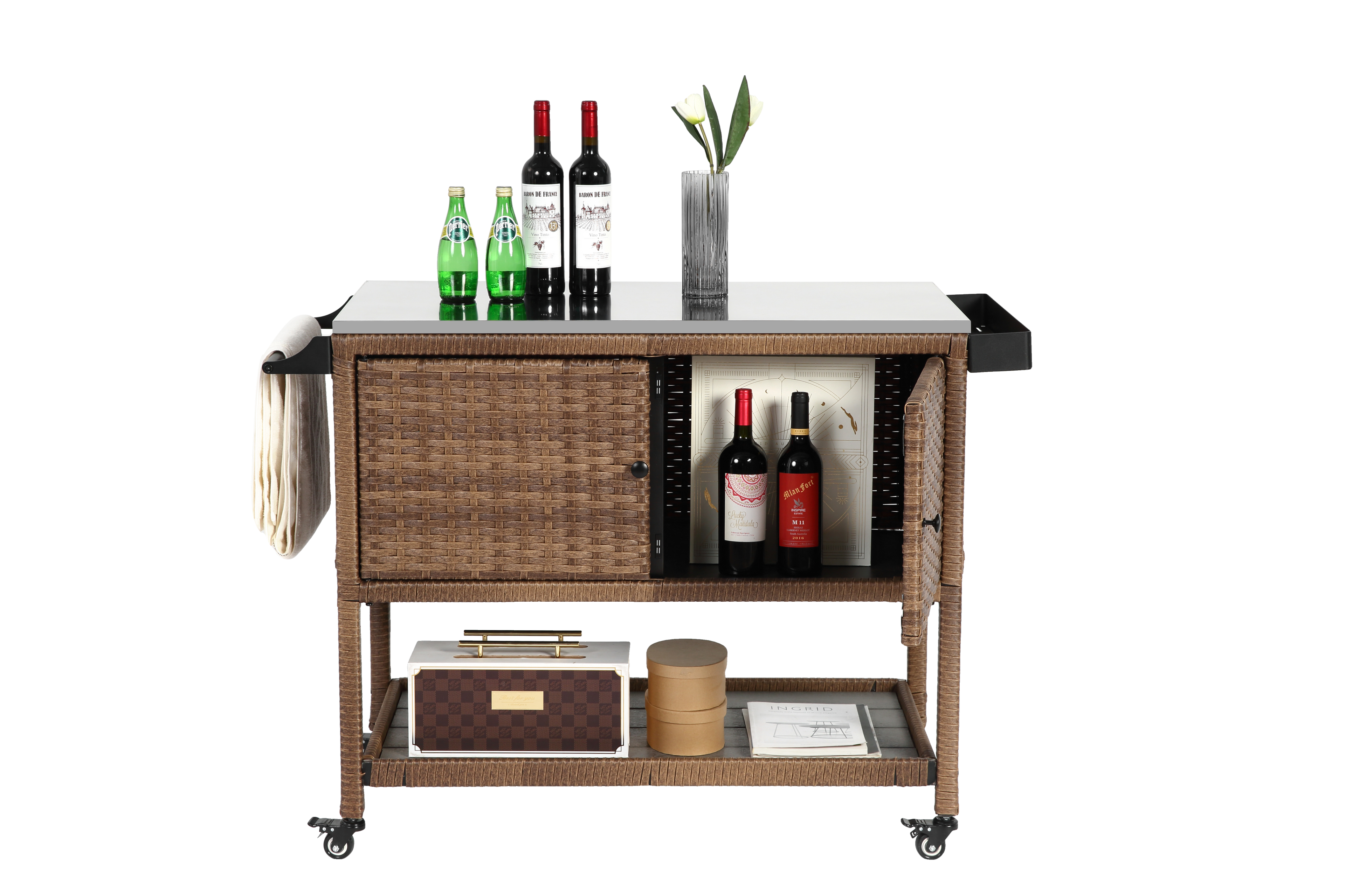 Outdoor Wicker Bar Cart