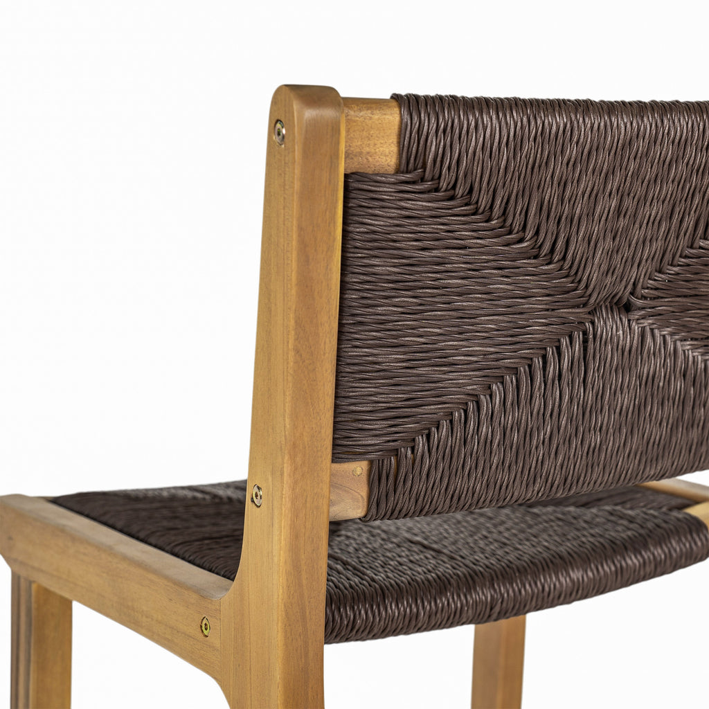 Acacia Wood Outdoor Armless Barstool - Teak Set of 2