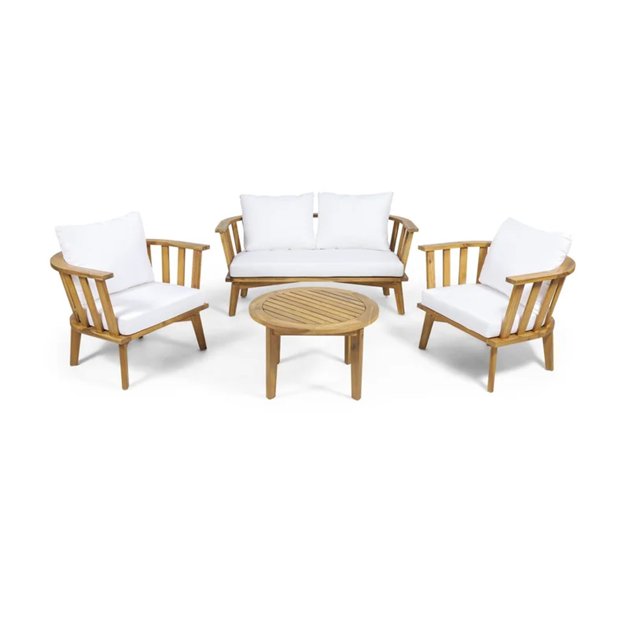 4-Pieces Acacia Wood Patio Furniture Set