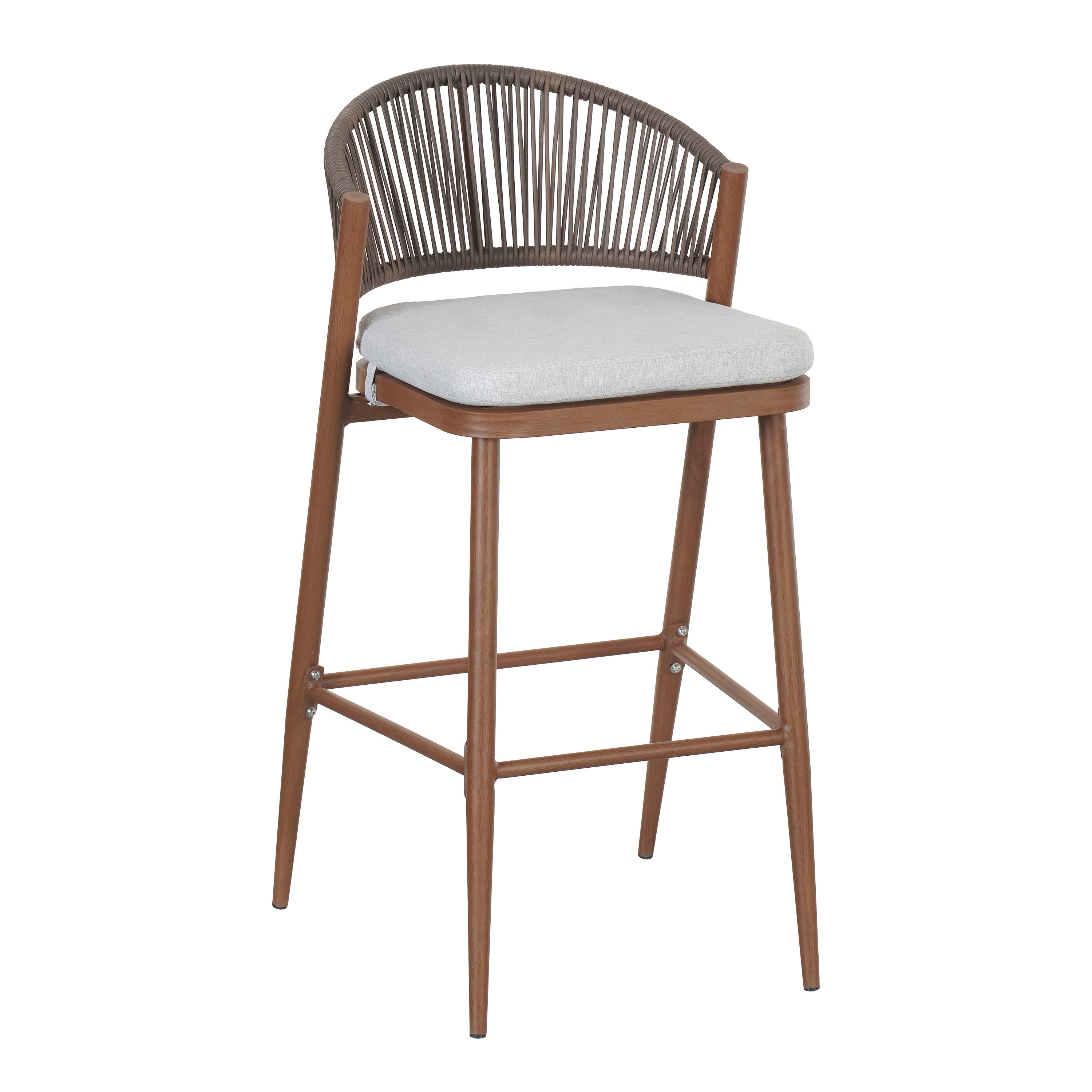 Outdoor Bar Height Aluminum Frame Counter Stools with Teak Finish