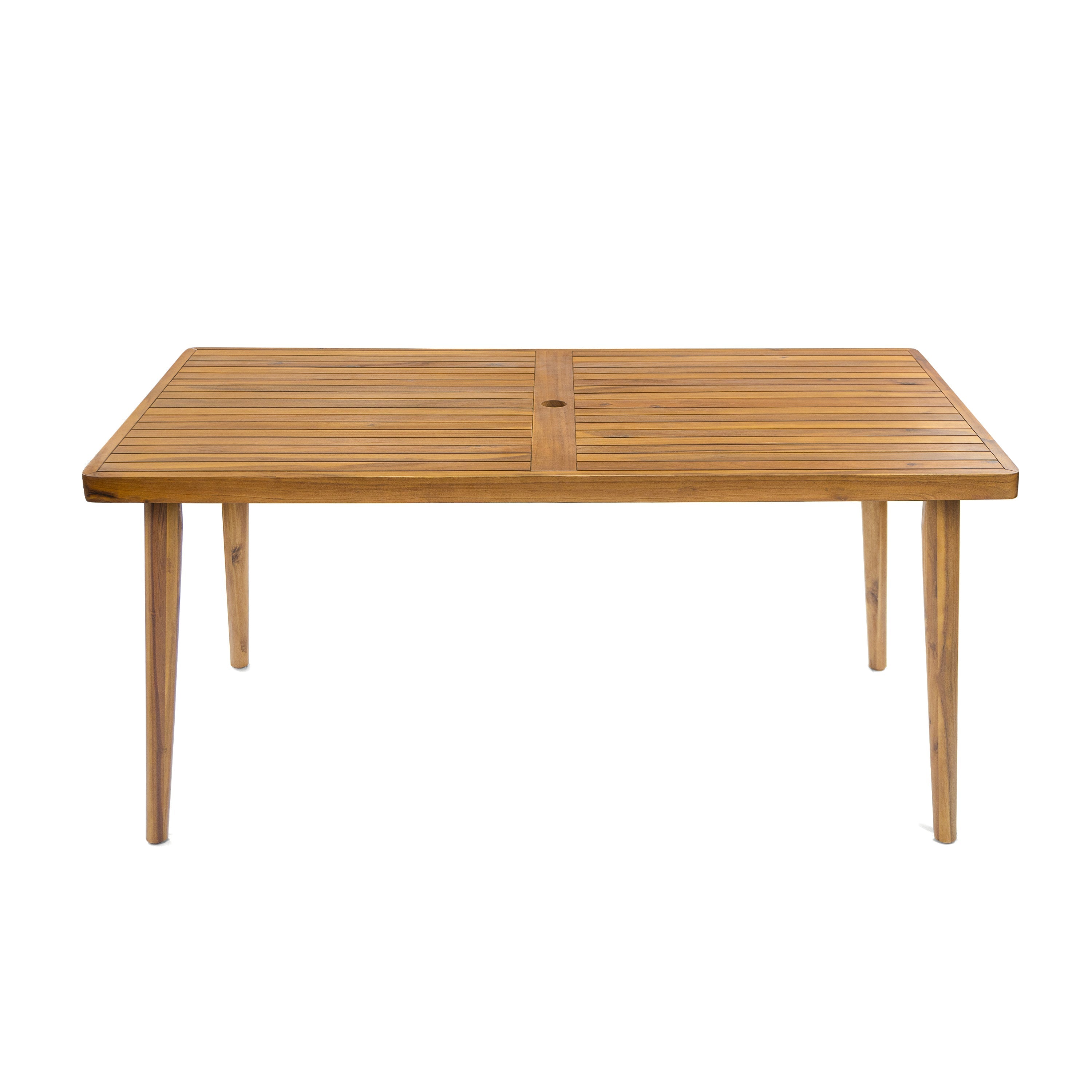 Elko Janiyah Outdoor Patio 7PCS Dining Set with Teak Finished Aluminum Chairs and Acacia Wood Table