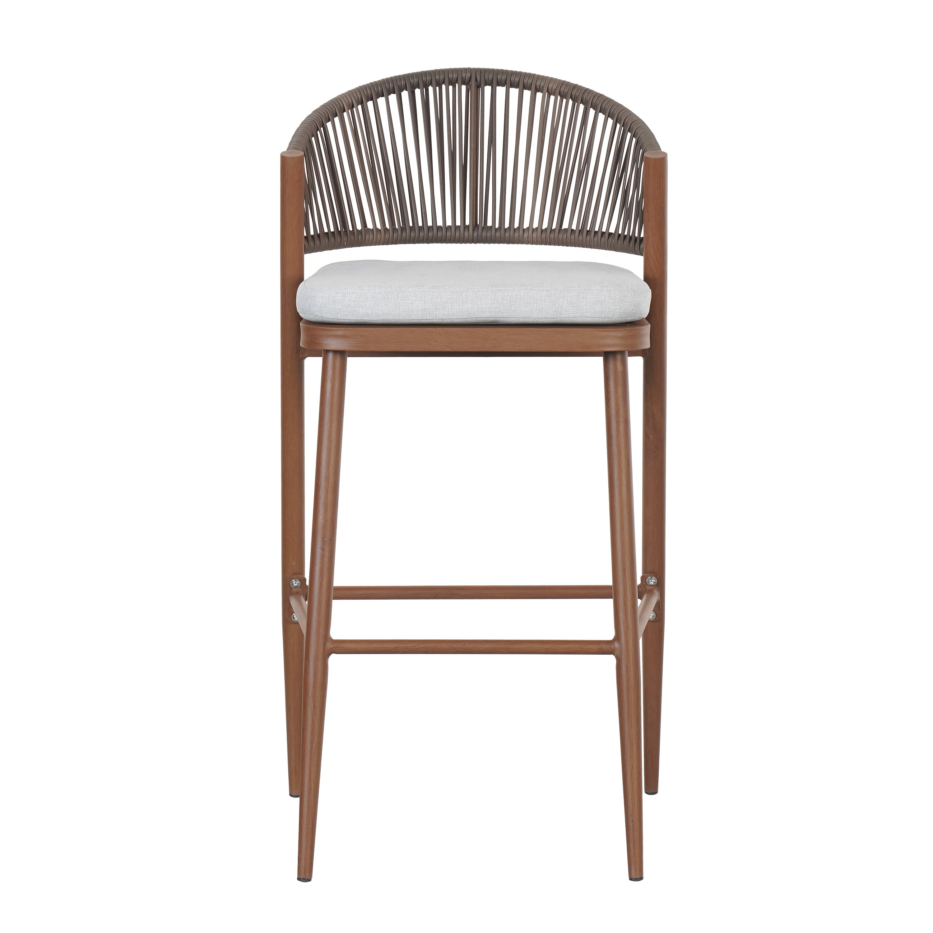 Outdoor Bar Height Aluminum Frame Counter Stools with Teak Finish