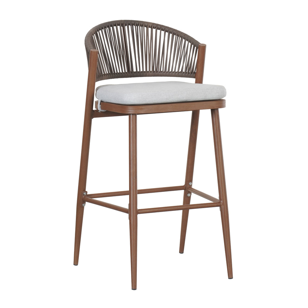 Outdoor Bar Height Aluminum Frame Counter Stools with Teak Finish