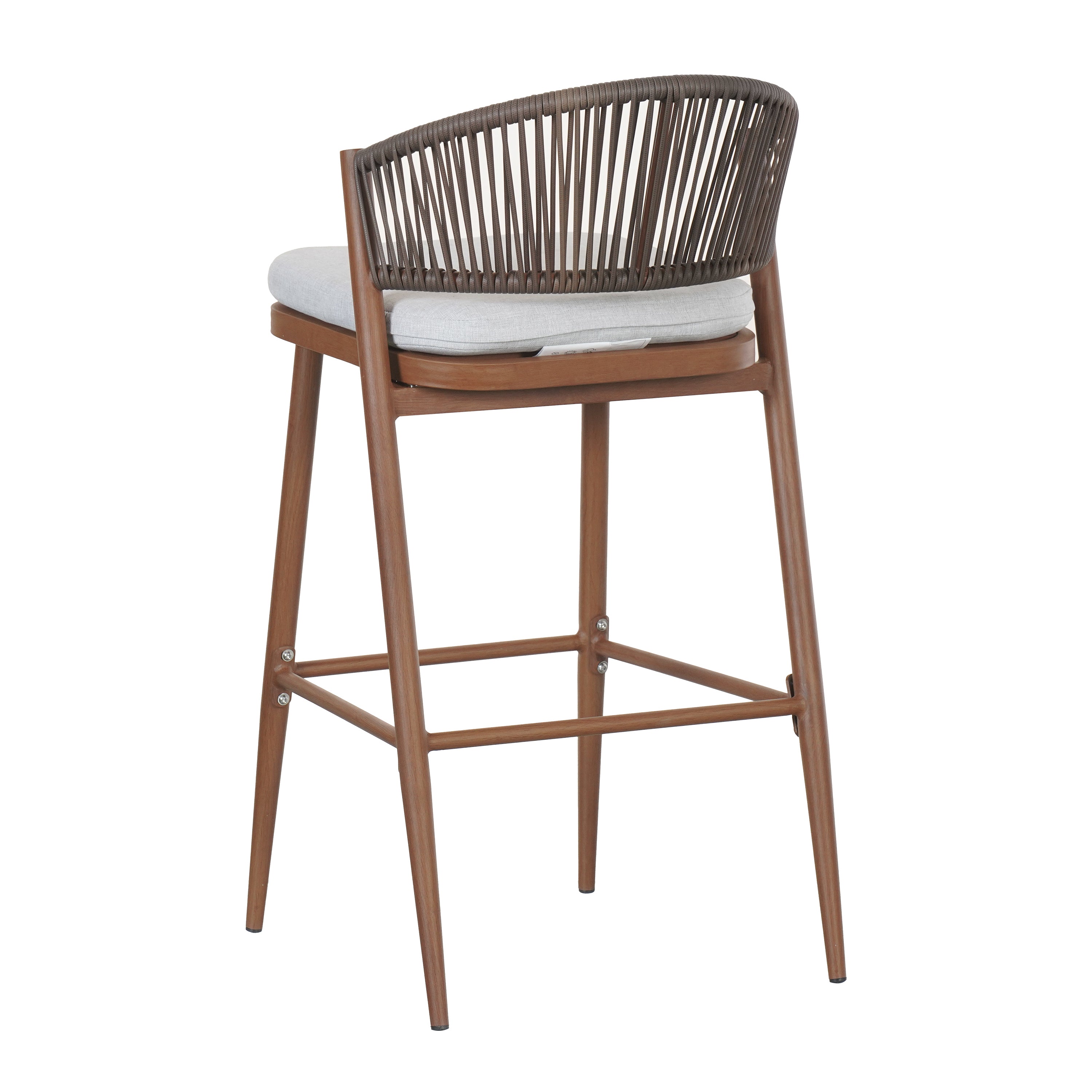 Outdoor Bar Height Aluminum Frame Counter Stools with Teak Finish