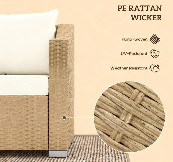 Outdoor Furniture Rattan Sofa with Cushions and Throw Pillows