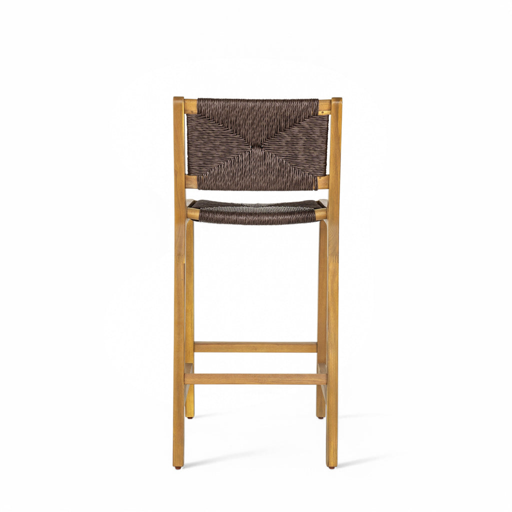 Acacia Wood Outdoor Armless Barstool - Teak Set of 2