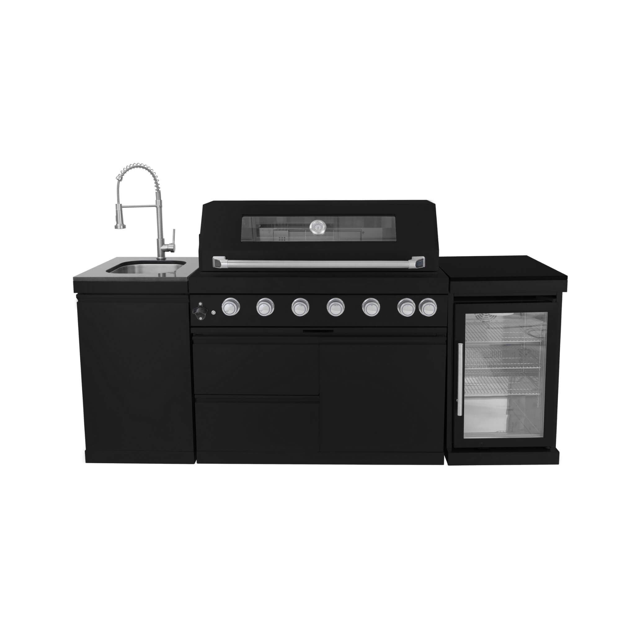 Large Black Stainless Steel Single-Door Fridge For Outdoor Kitchen Islands (SAK15296)