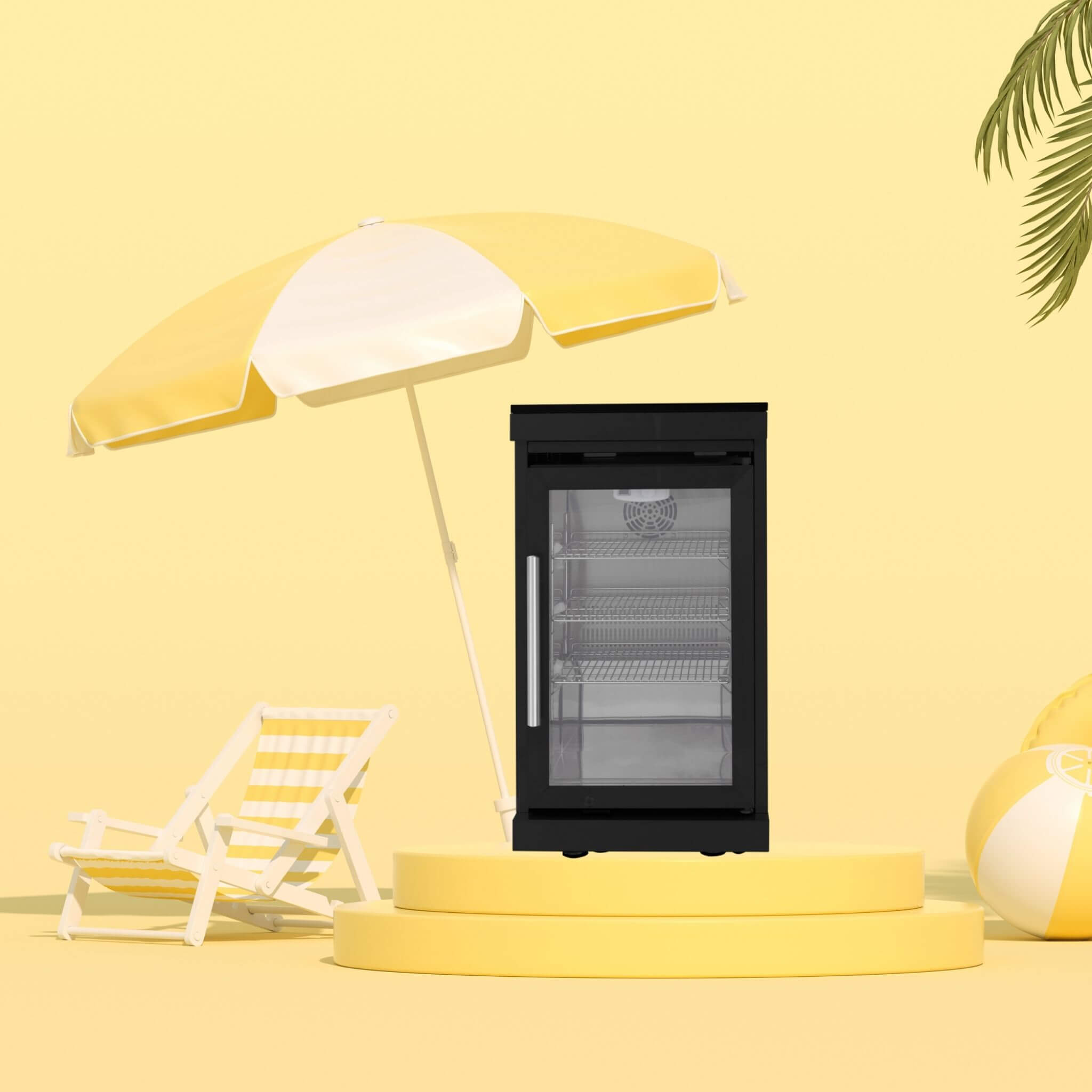 Large Black Stainless Steel Single-Door Fridge For Outdoor Kitchen Islands (SAK15296)