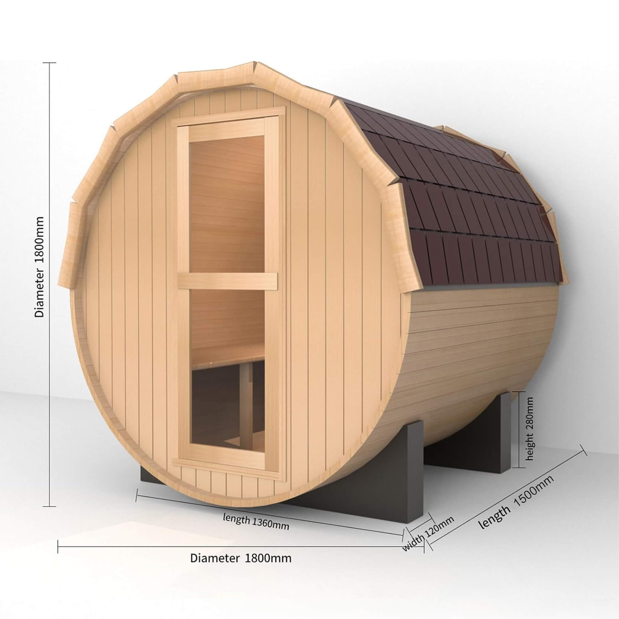 Barrel Sauna - Thermora Premium Outdoor Pinewood with 4.5KW Heater