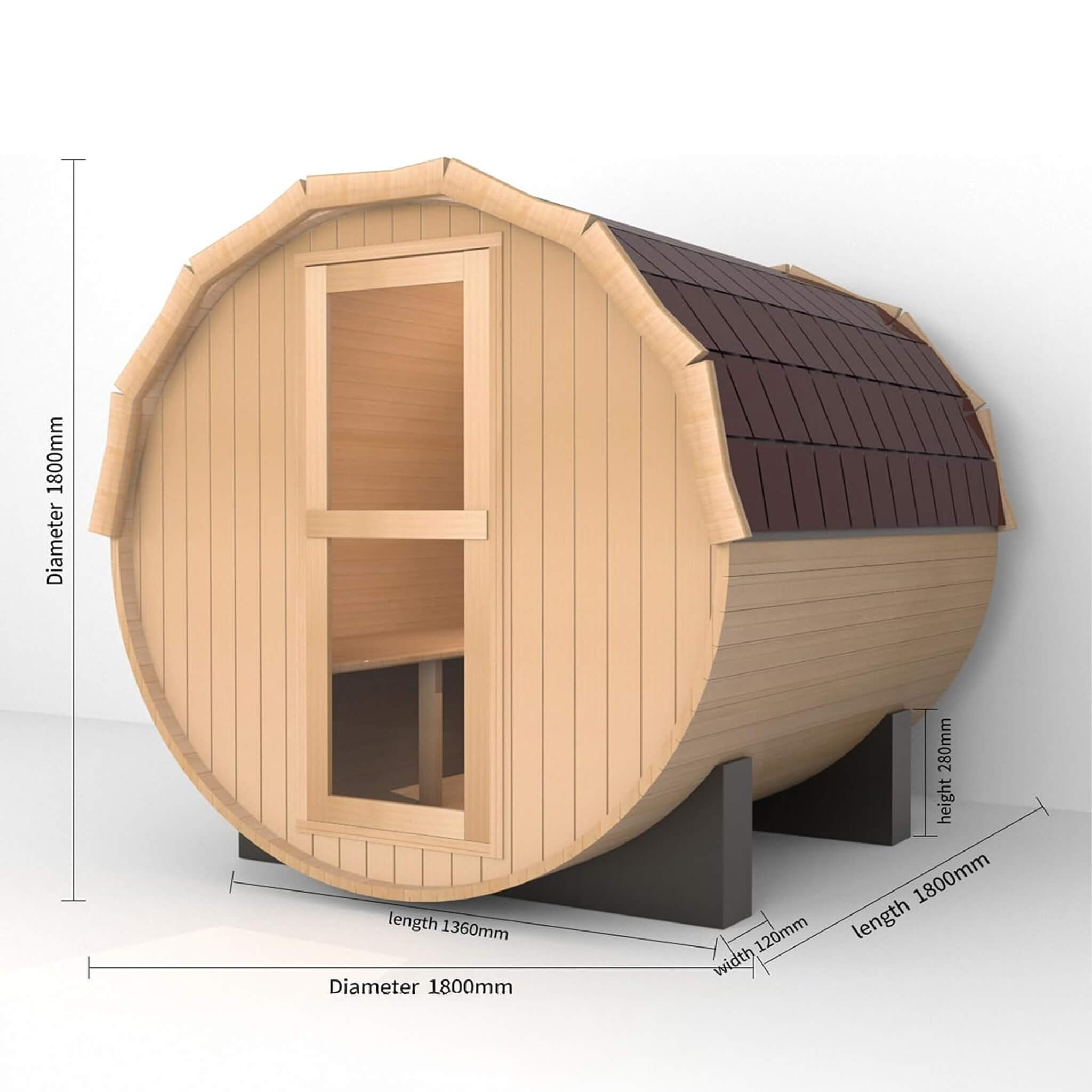 Barrel Sauna - Thermora Premium Outdoor Pinewood with 4.5KW Heater
