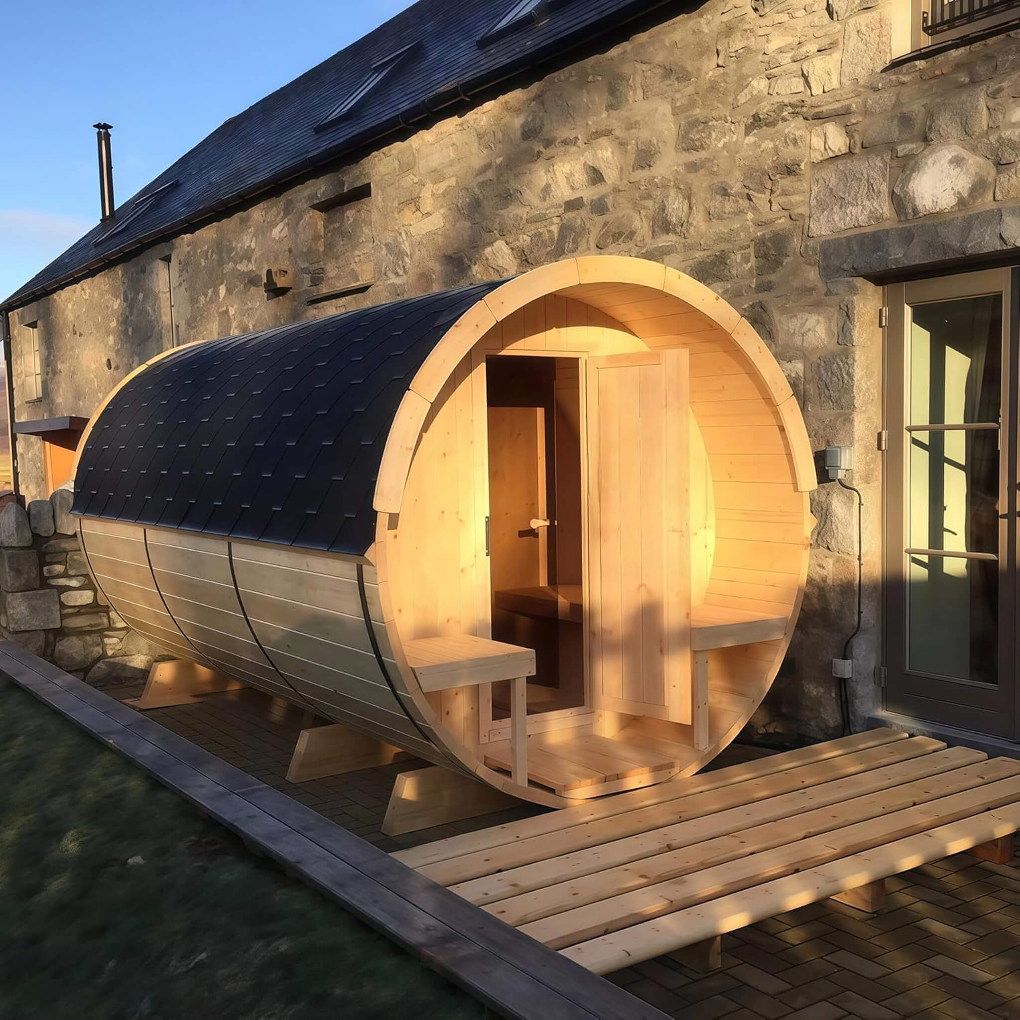 Barrel Sauna - Thermora Premium Outdoor Pinewood with 4.5KW Heater