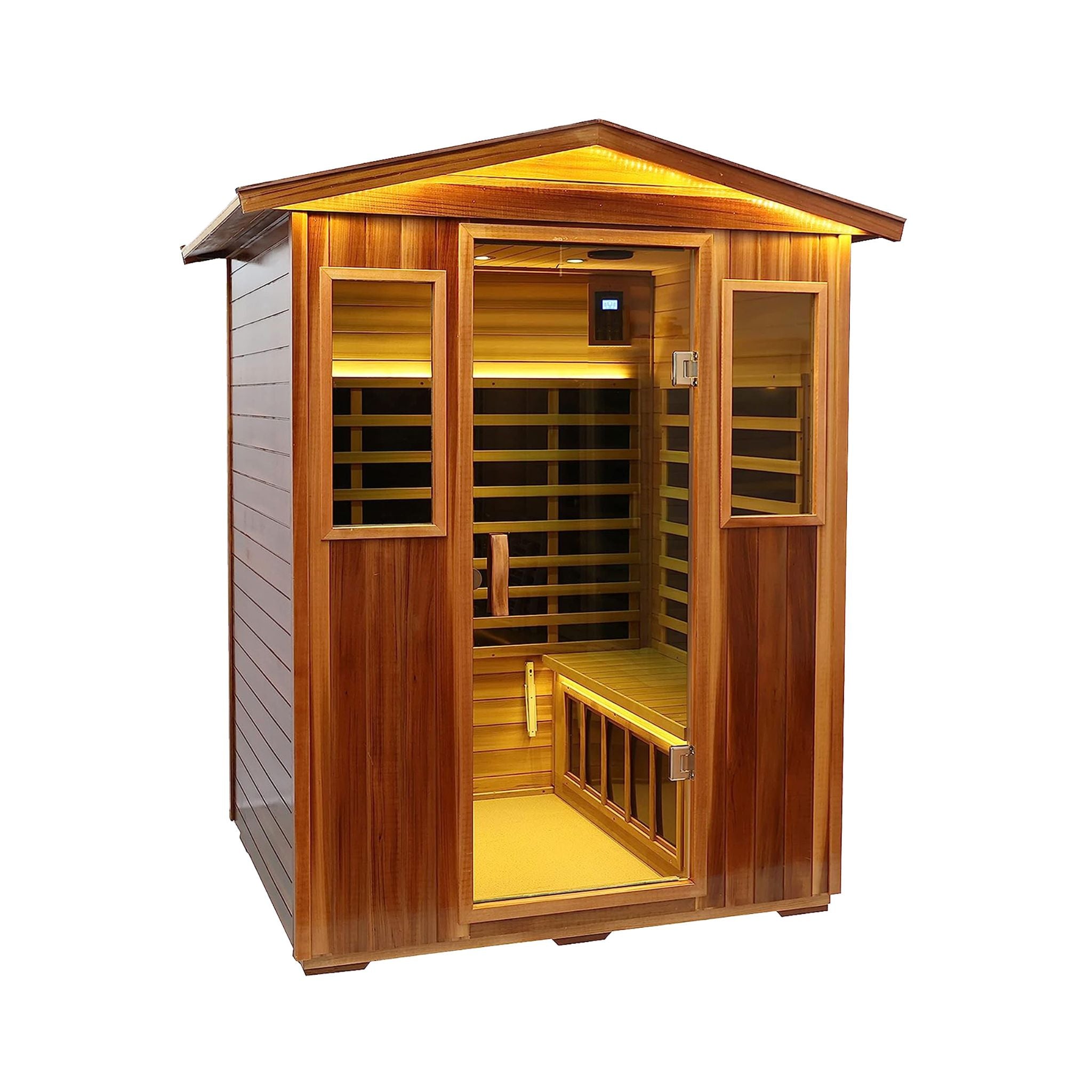 Thermora 4-Person Outdoor Infrared Hemlock Sauna With Tempered Glass Door (SAK82140)